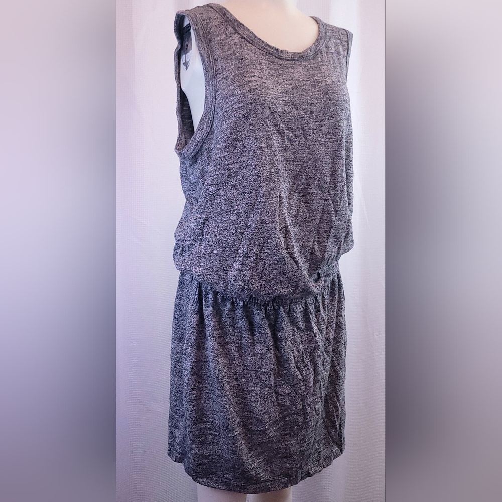 Banana Republic Women's L Mini Dress Cut Out Back Elastic Waist Heathered Gray